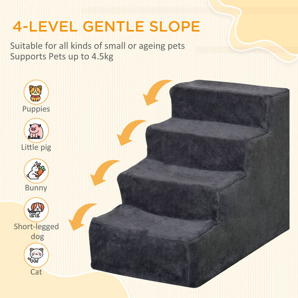 4-step dog ramp with removable cover, dark grey
