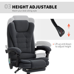 7-point vibrating massage chair with footrest and reclining backrest, black