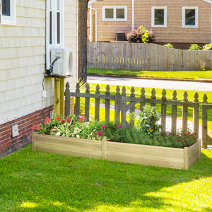Raised wooden planter with 2 flower boxes and non-woven fabric lining