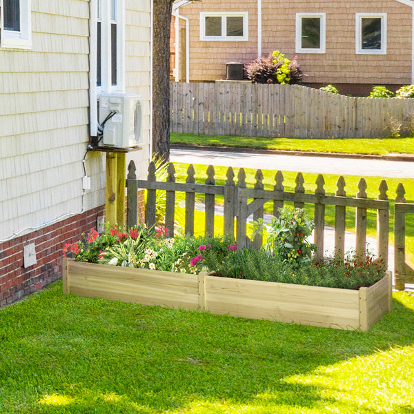 Raised wooden planter with 2 flower boxes and non-woven fabric lining