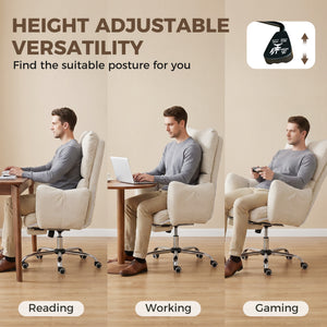 Reclining office chair with footrest, cream