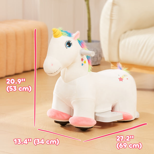6V Ride-On Unicorn with Music, White