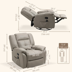 8-Point Vibration Massage Recliner Chair, Grey