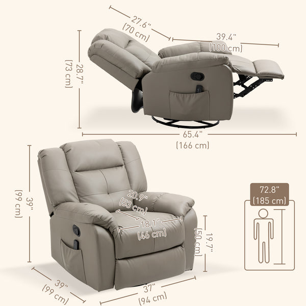 8-Point Vibration Massage Recliner Chair, Grey