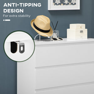 5 Drawer Bedroom Chest with Zinc Alloy Slides, White