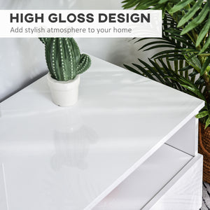 TV stand with LED lighting for TVs up to 75 inches, glossy white