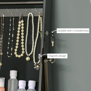 Jewelry cabinet with mirror, lockable, 3 adjustable angles, brown