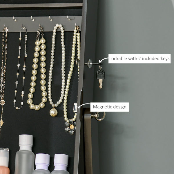 Jewelry cabinet with mirror, lockable, 3 adjustable angles, brown