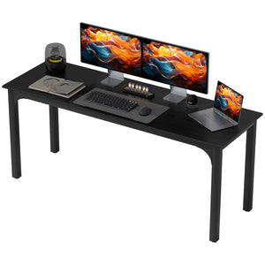 Computer desk with metal legs, aged black