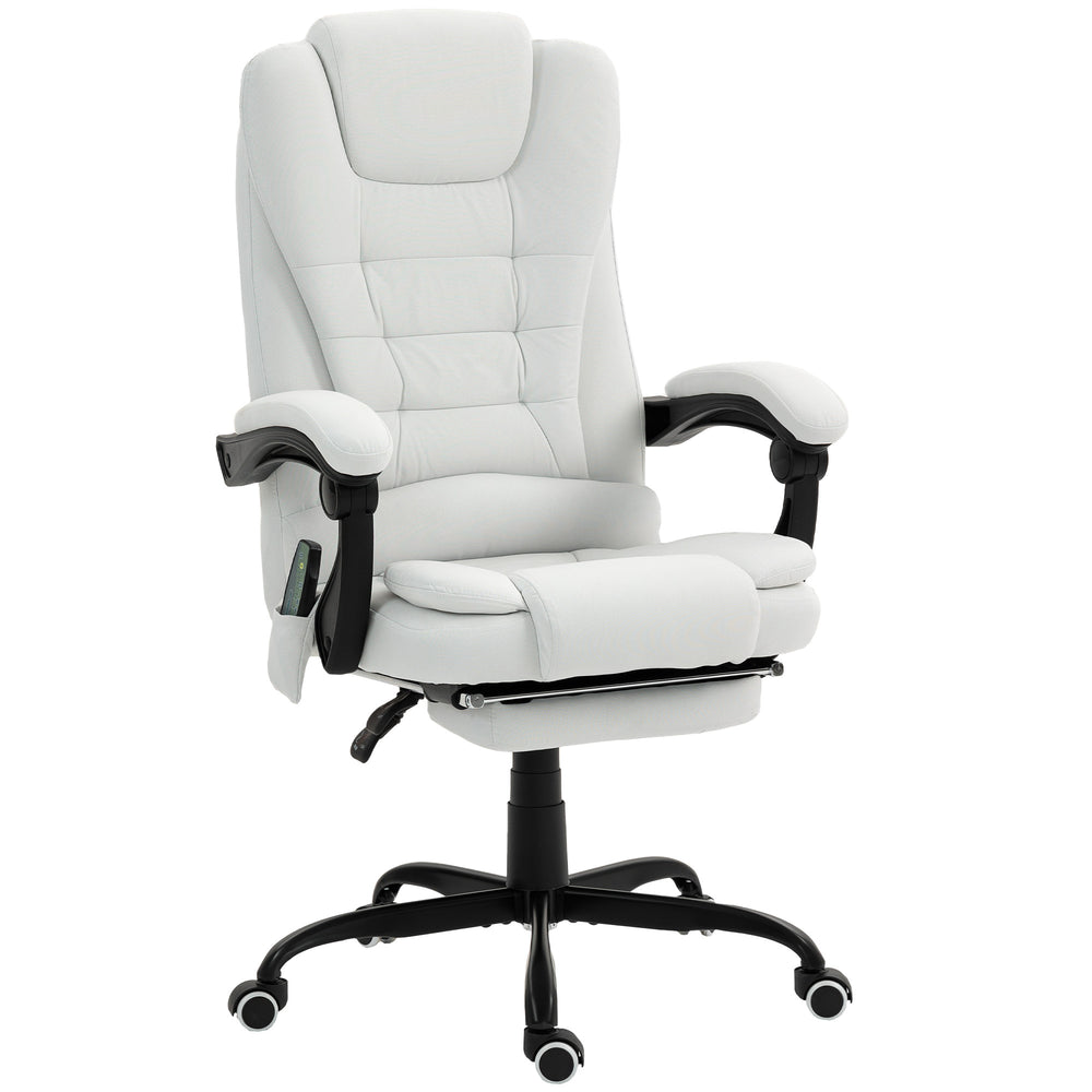 7-point reclining vibrating massage chair with footrest, white