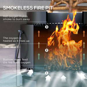 Smokeless fire pit with ash catcher, poker, black