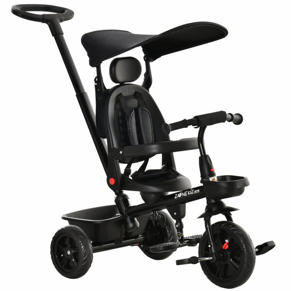 4 in 1 Kids Tricycle with Reversible Angle Adjustable Seat, Black