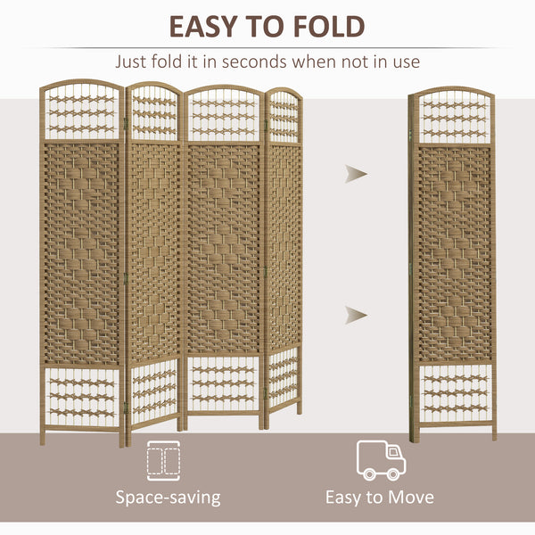 4-panel folding partition wall made of corrugated fiber, natural color