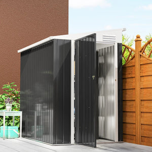 Garden shed with a lockable door and ventilation, dark grey