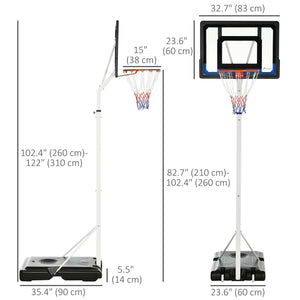 Adjustable basketball hoop with sturdy backboard and weighted base