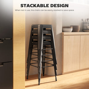 Set of 4 industrial-style metal bar stools, black