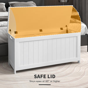 Storage chest with 2 safety hinges, white