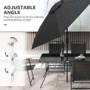 8-piece patio set with parasol, black