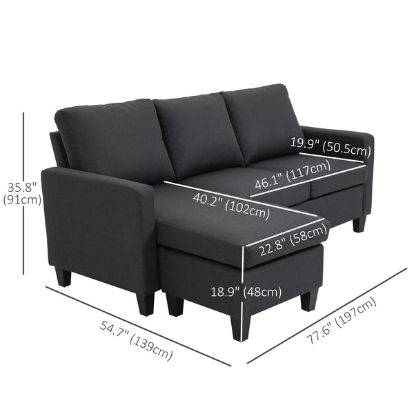 Modern sectional sofa with ottoman, dark gray