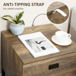 Retro-style bedside table with 2 drawers and a steel frame