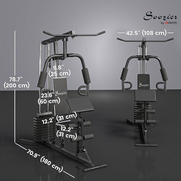 Multifunction weight training station with 45 kg weight stack, for a full body workout
