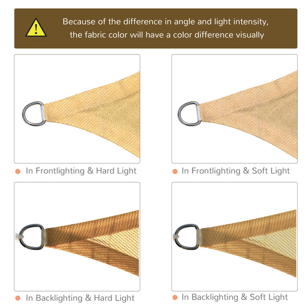 Outdoor Rectangular Shade Sail - 9.8' x 9.8' with Carry Bag, Sand