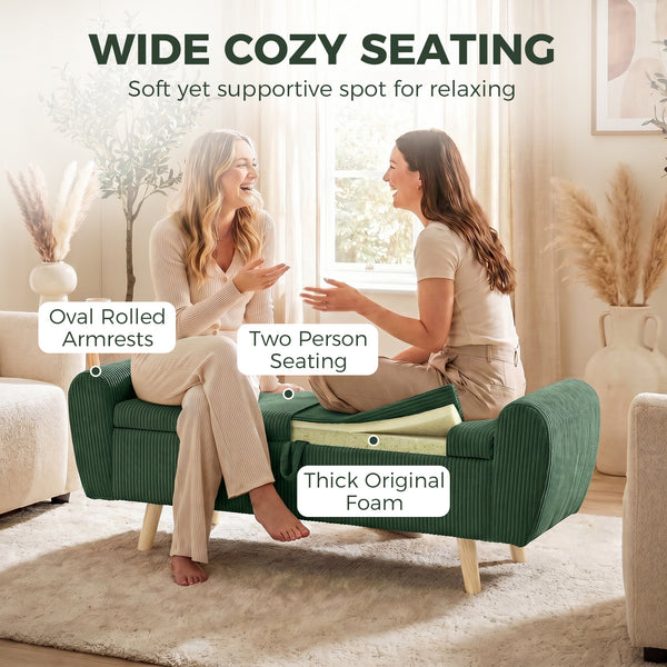 59" corduroy storage bench, dark green