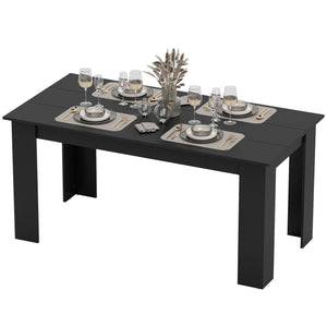 Kitchen table for 4 to 6 people, wood effect, black
