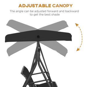 3-seater swing with adjustable canopy, black