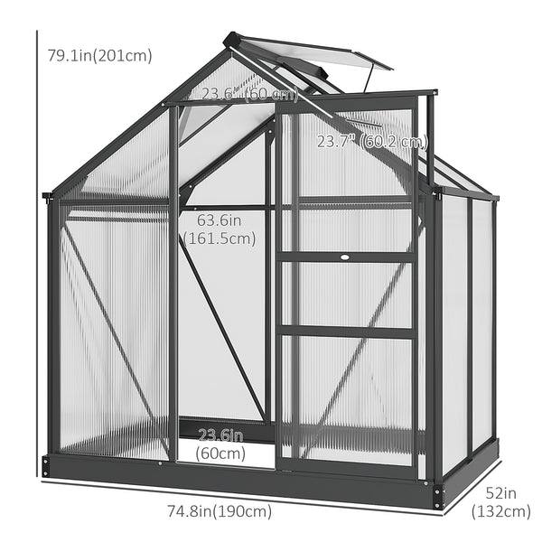 Garden greenhouse with sliding door, grey