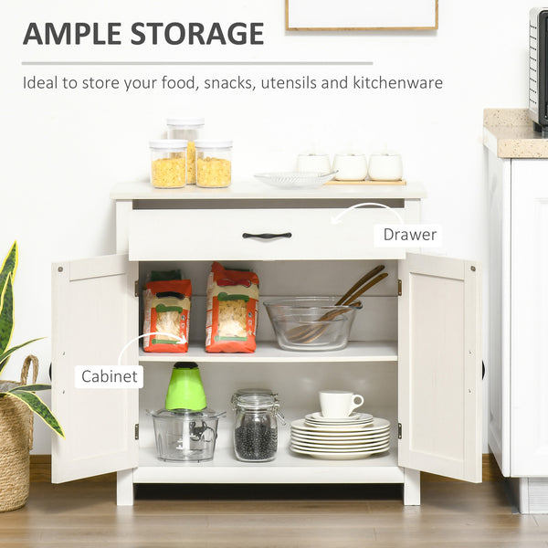 Storage buffet with sliding barn doors, distressed white