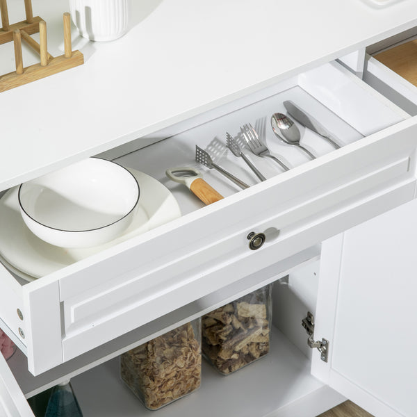 Modern buffet with 2 drawers and adjustable shelves, ideal for the dining room, white.