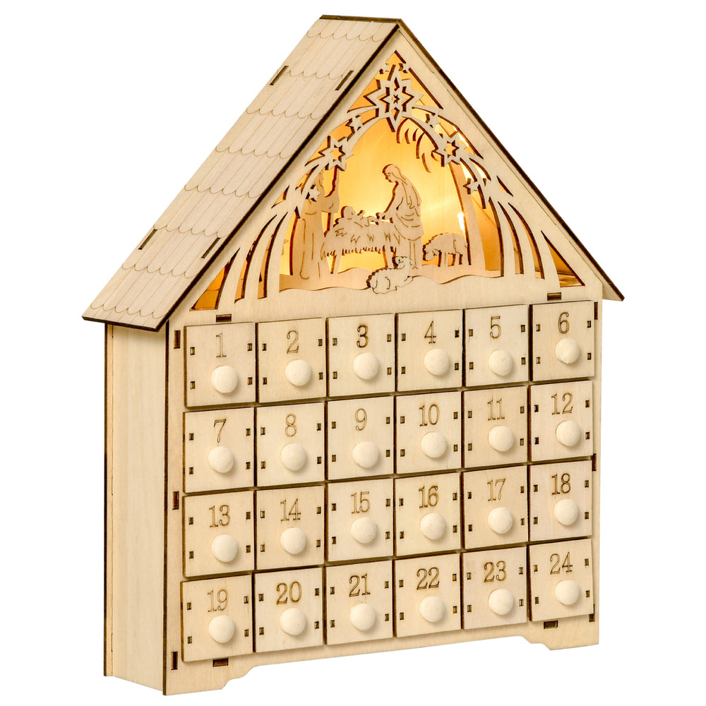 24-day illuminated wooden Christmas Advent calendar
