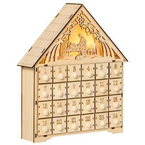 24-day illuminated wooden Christmas Advent calendar