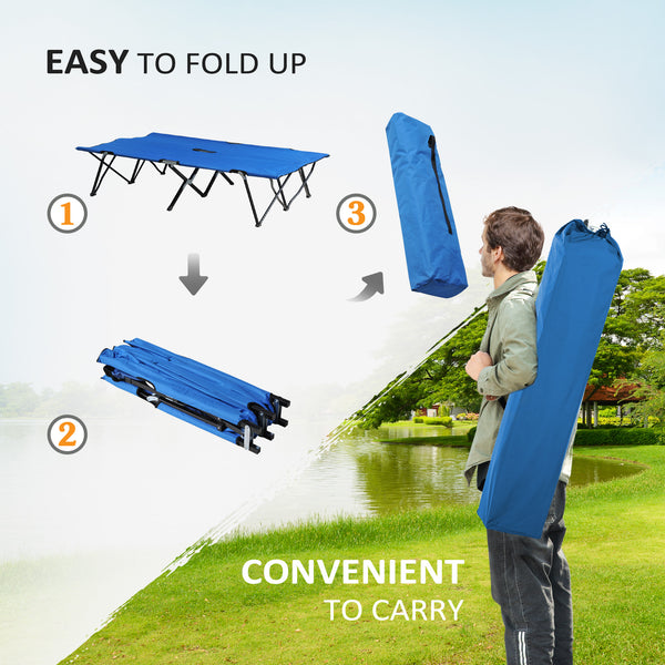 76" Folding Camp Bed with Carry Bag, Blue