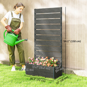 Raised planter with trellis for climbing plants, dark grey