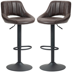 Set of 2 swivel bar stools, counter height, with round metal base