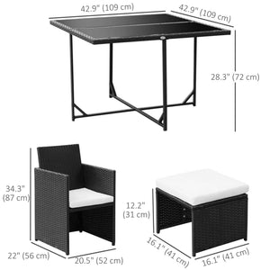 9-piece outdoor dining set in woven resin, white