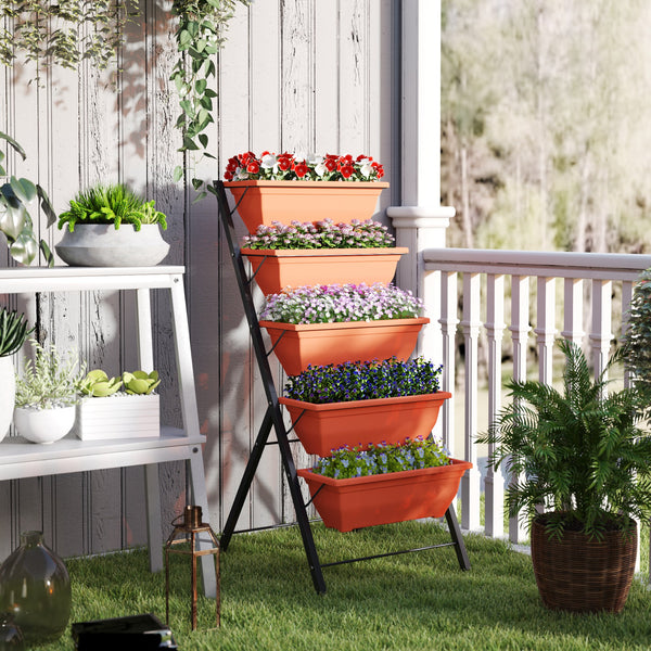 5 Tier Raised Garden Bed with Flower Pots and Leak Proof Holes