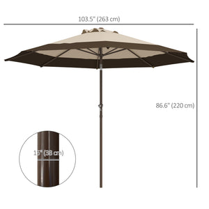 9 x 9 ft Outdoor Patio Umbrella Tilting with Crank, Dark Brown