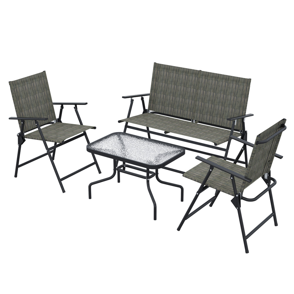 4-piece garden set with glass table