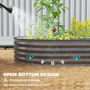 Galvanized raised outdoor planter with metal support, black