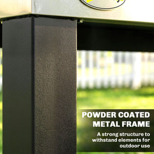 Outdoor kitchen trolley with stainless steel top, 2 shelves with lockable wheels