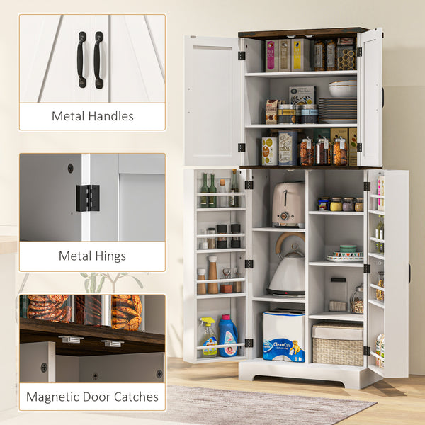 162cm High Storage Cabinet with Spice Racks, White