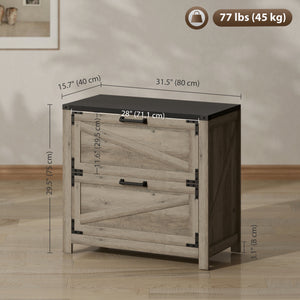 Country Style 2-Drawer Filing Cabinet with Adjustable Hanging Bars for Letter, A4, Legal Size, Grey