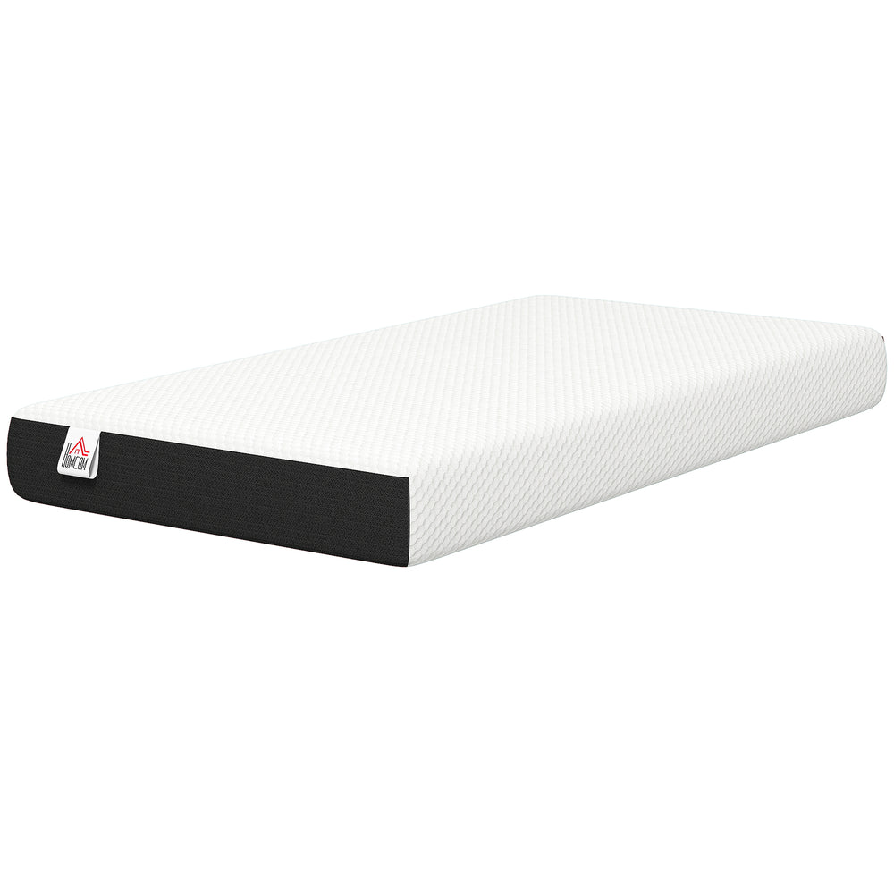 8-inch Twin Cooling Memory Foam Mattress, Medium-Firm Comfort and Lumbar Support – White and Gray