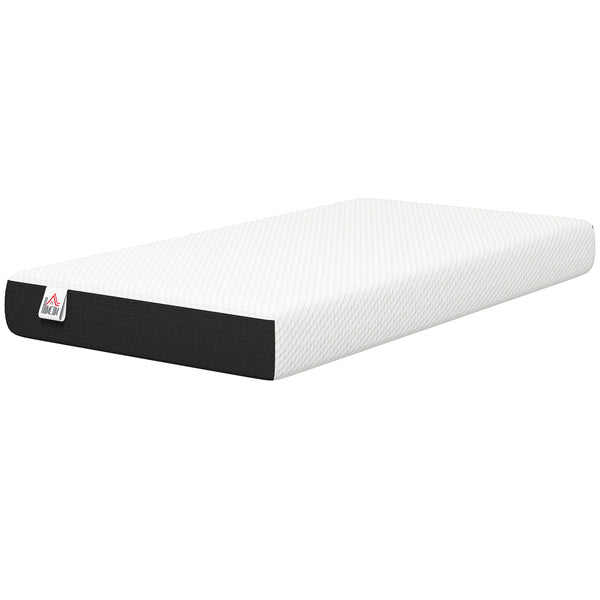 8-inch Twin Cooling Memory Foam Mattress, Medium-Firm Comfort and Lumbar Support – White and Gray