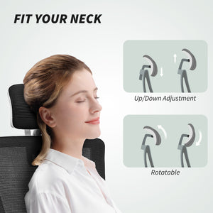 Ergonomic office chair with lumbar support and headrest, black