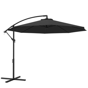 9.7-foot cantilever parasol with base and crank, black 