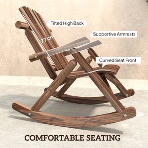 Outdoor wooden rocking chair, oversized Adirondack style